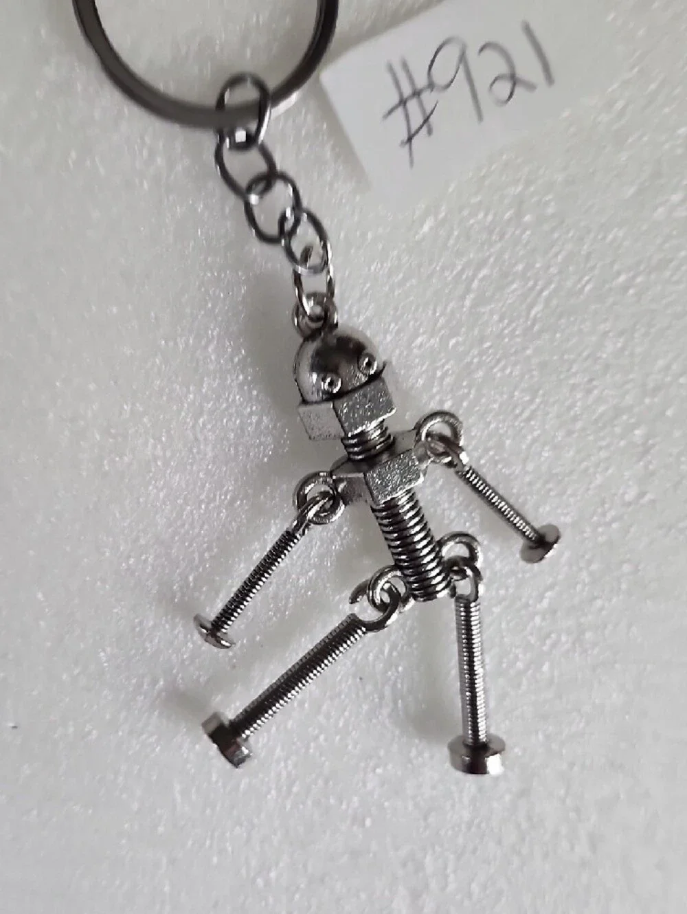 Silver Robot Nut & Bolt Keychain - Women's Accessory